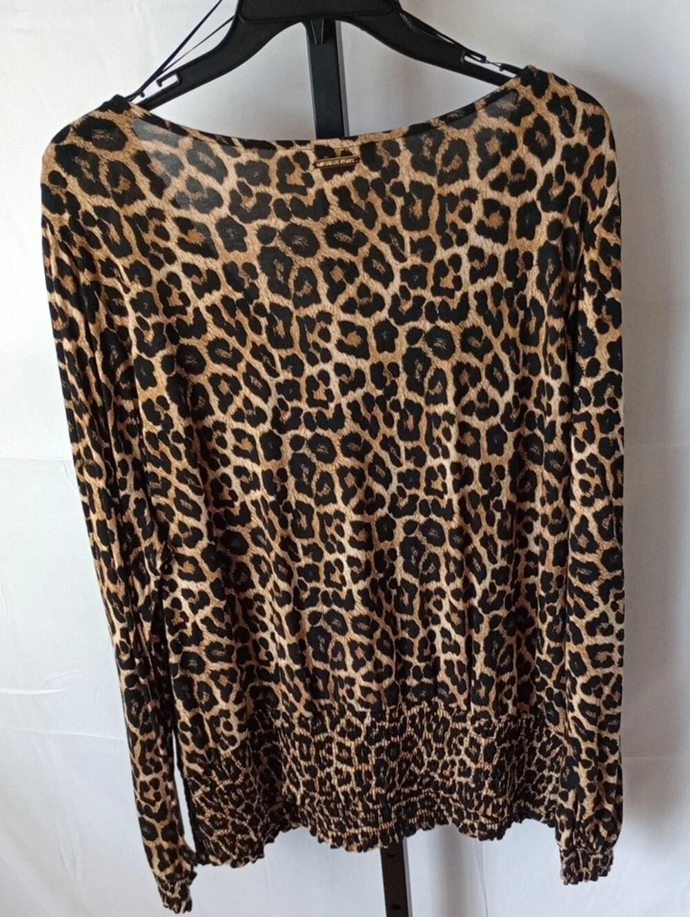Michael Kors Leopard Print V-Neck Blouse - Tan and Black